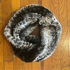 Soft faux fur black and white infinity scarf